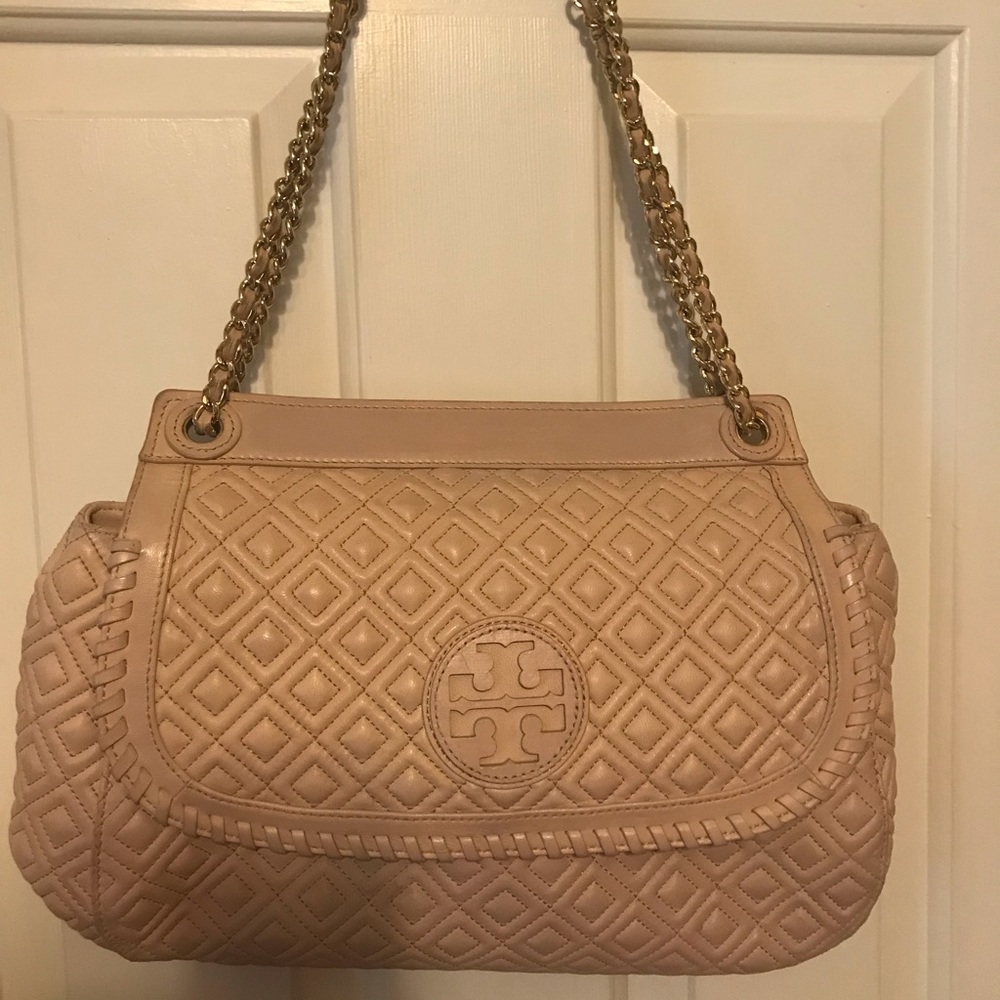 Tory Burch Marion Quilted Saddle Bag Light Oak